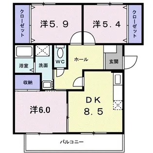 ニューエルディム裕Ⅰ【101号室】の間取り