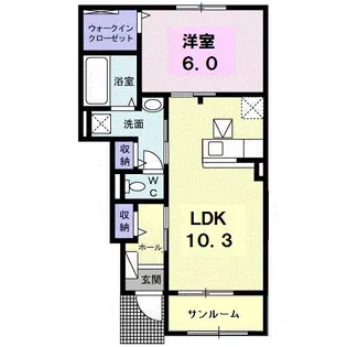 ルーベル塩屋ⅡB【102号室】の間取り