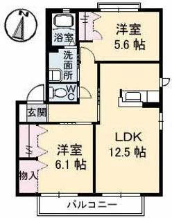 ロイヤル フェルティ D棟【201号室】の間取り