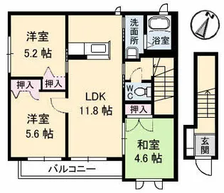 サニーベイル 2番館【202号室】の間取り