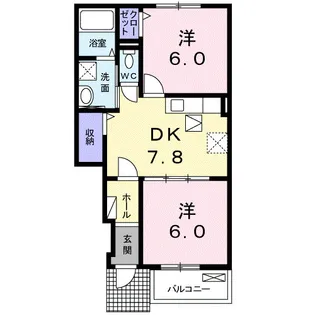 レスタンノール【102号室】の間取り
