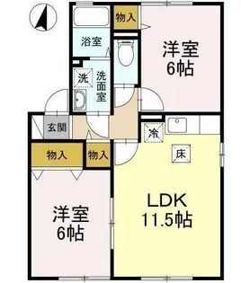 ウェルフェア櫛梨【101号室】の間取り