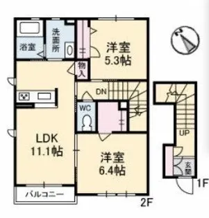 プロヌーブ原田町 A棟【203号室】の間取り
