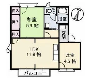 屋島フレグランスB棟【107号室】の間取り