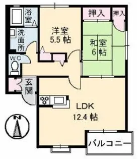 ラ カーナB棟【201号室】の間取り