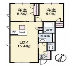 メイソン ブランシュ A棟【102号室】の間取り