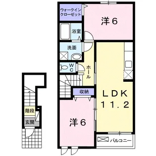 コンフォート切ノ川【202号室】の間取り