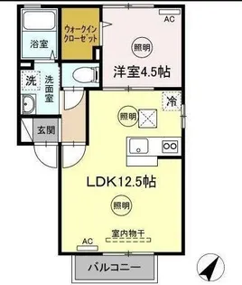 メゾンエトワール観音寺【102号室】の間取り