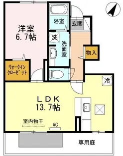 ハピネス A棟【105号室】の間取り