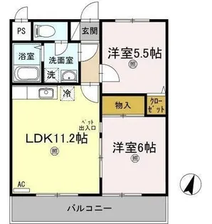 マリベール善通寺【202号室】の間取り