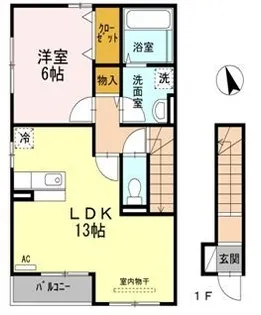 ピースタウン川東【201号室】の間取り