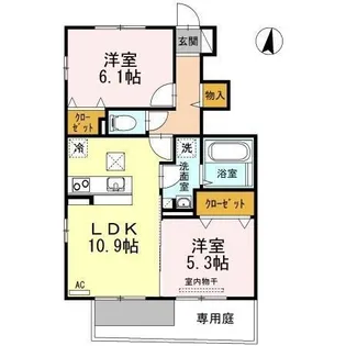 クレールC棟【102号室】の間取り