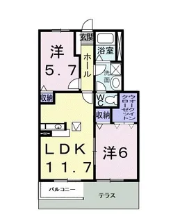 エルピーダM C棟【102号室】の間取り