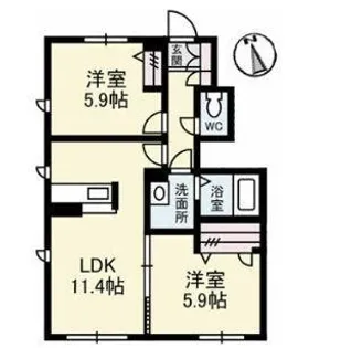 シャーメゾン南町 A棟【101号室】の間取り