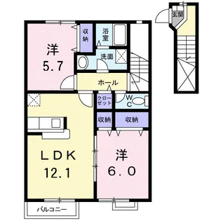 シンサリティ MⅡ B【202号室】の間取り