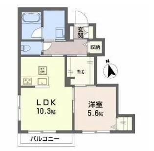 ポルトボヌール宮脇【102号室】の間取り