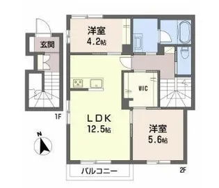 ポルトボヌール宮脇【202号室】の間取り