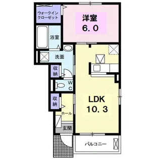 カサ デル ソル B【105号室】の間取り