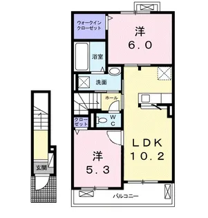 カサ デル ソル B【202号室】の間取り
