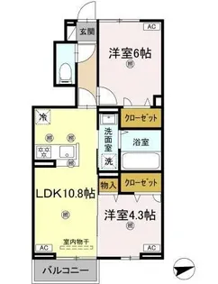 ブルージュ【102号室】の間取り