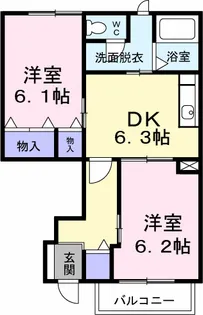 パレス ニュールミネⅡ A【103号室】の間取り