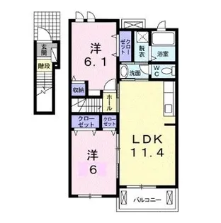 アスランリバーウエストA【202号室】の間取り