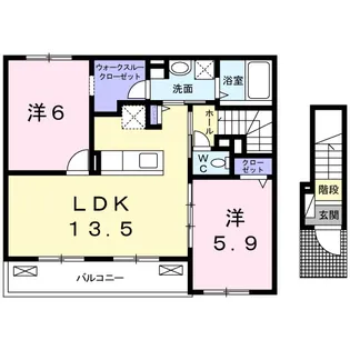ロッソ カロータE【202号室】の間取り