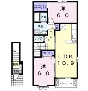 ヒルサイド セレノ【206号室】の間取り