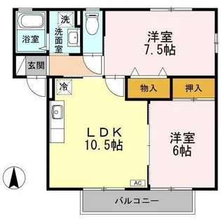 ツインハーモニーB棟【201号室】の間取り