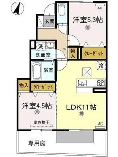 グレイスコート唐崎【102号室】の間取り