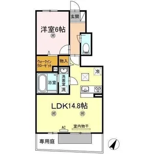 フェリスコート B棟【102号室】の間取り