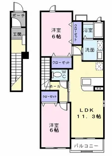 パークサイド A【201号室】の間取り
