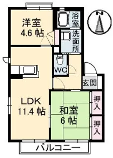 シャーメゾン B棟【202号室】の間取り