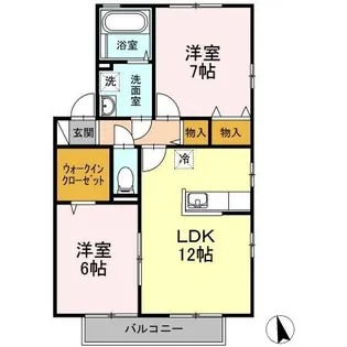 リビングタウン松縄 B棟【201号室】の間取り