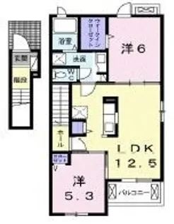 オーブ下田井F【201号室】の間取り
