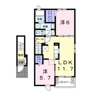 クラール鬼無C【205号室】の間取り