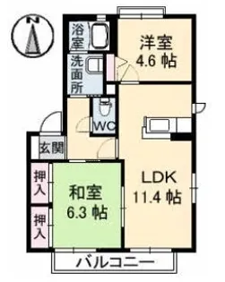フラワーランド D棟【201号室】の間取り