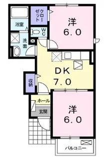 アンダンテ イースト A【103号室】の間取り