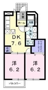 オーブリーアサノA【102号室】の間取り