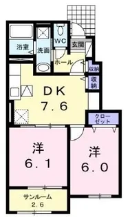 アンソレイユ【104号室】の間取り