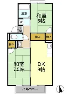 ウエストハイツ屋島D棟【201号室】の間取り