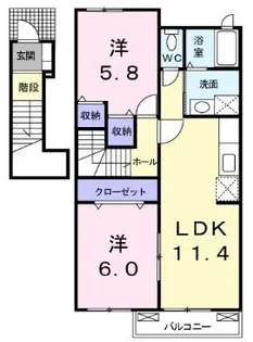 サニーサイド ハウス 森E【203号室】の間取り