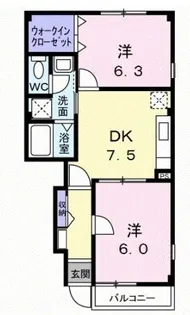 サンライズK3 A【102号室】の間取り