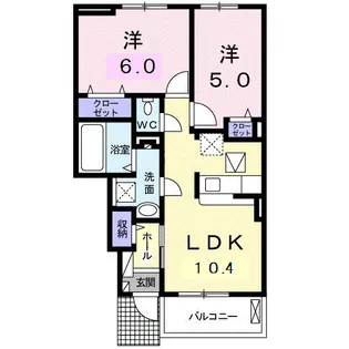 リシェスB【103号室】の間取り