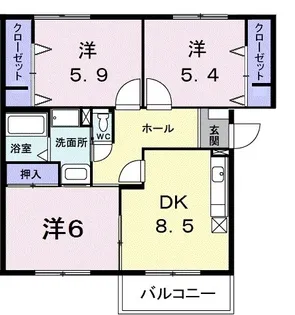 ニューエルディム裕Ⅱ【103号室】の間取り