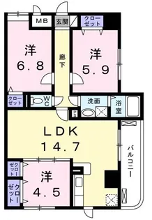 ディアコート 木太【801号室】の間取り