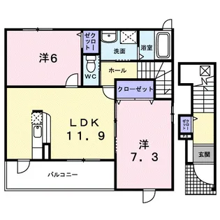 コンフォルト A【203号室】の間取り
