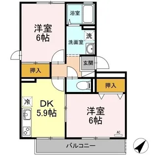 シャトレー西本【305号室】の間取り
