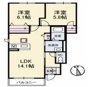 シャーメゾン21 E棟【102号室】の間取り
