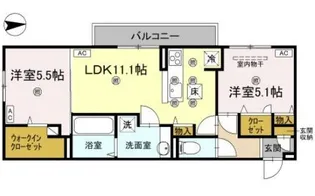 コンフォリア木太【102号室】の間取り